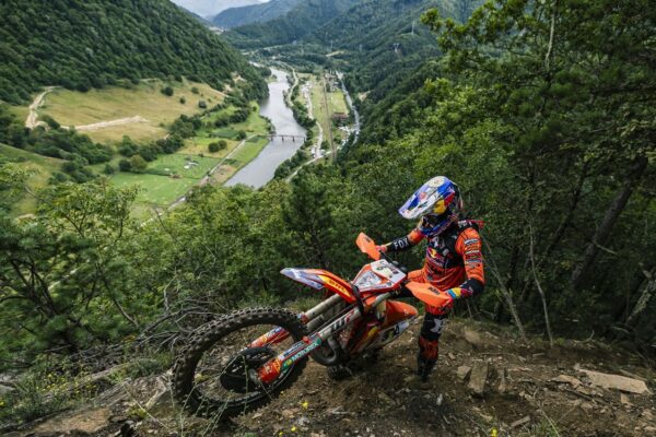 Manuel Lettenbichler (DEU) of the REDBULL KTM FACTORY RACING team performs during the second off road day of FIM Hard Enduro World Championship 2023 Stop 3 - Red Bull Romaniacs in Sibiu, Romania on July 27, 2023. // Attila Szabo / Red Bull Content Pool // SI202307270625 // Usage for editorial use only //