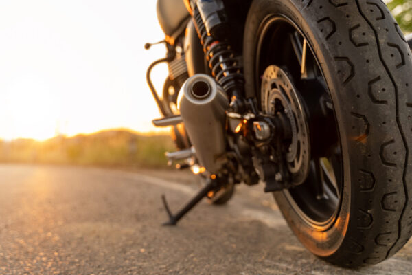 motorcycle in a sunny motorbike on the road riding.with sunset l